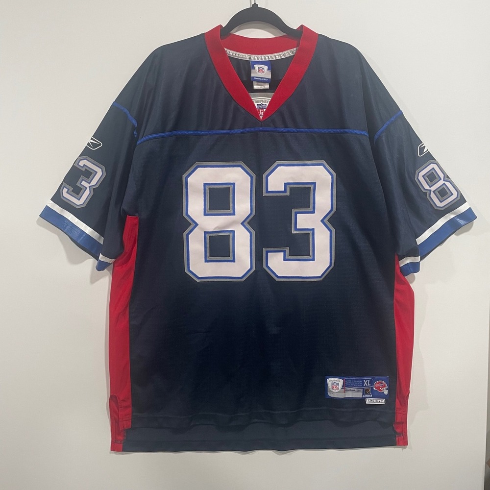 Mens Reebok Buffalo Bills Lee Evans 83 NFL Jersey Navy Blue XL Length +2